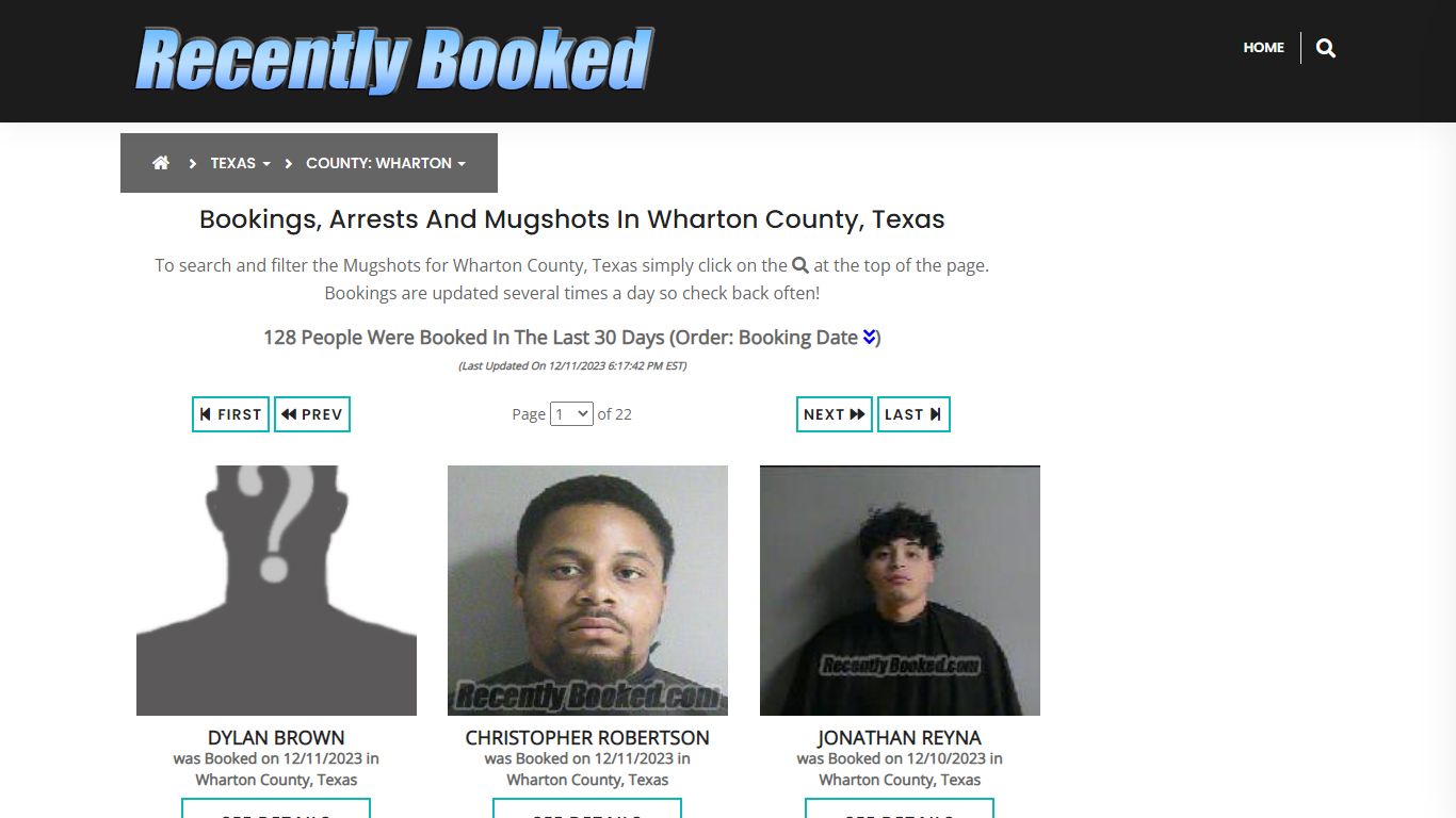 Recent bookings, Arrests, Mugshots in Wharton County, Texas